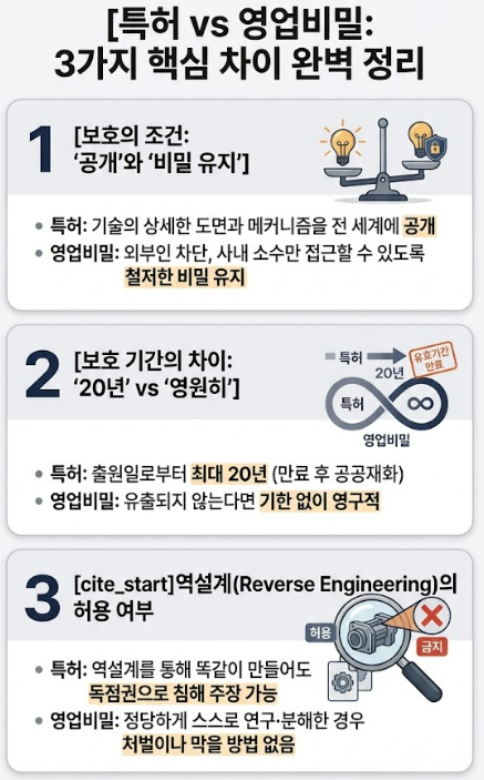 특허 vs 영업비밀의 차이 -"공개해서 독점할 것인가, 숨겨서 영원히 지킬 것인가?"